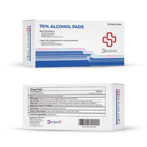 Beligas 70% Alcohol Pads  50 Pads Per Box