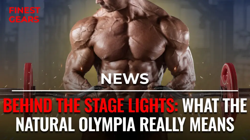 Behind the stage lights at the Natural Olympia bodybuilding event, featuring natural athletes preparing for competition.
