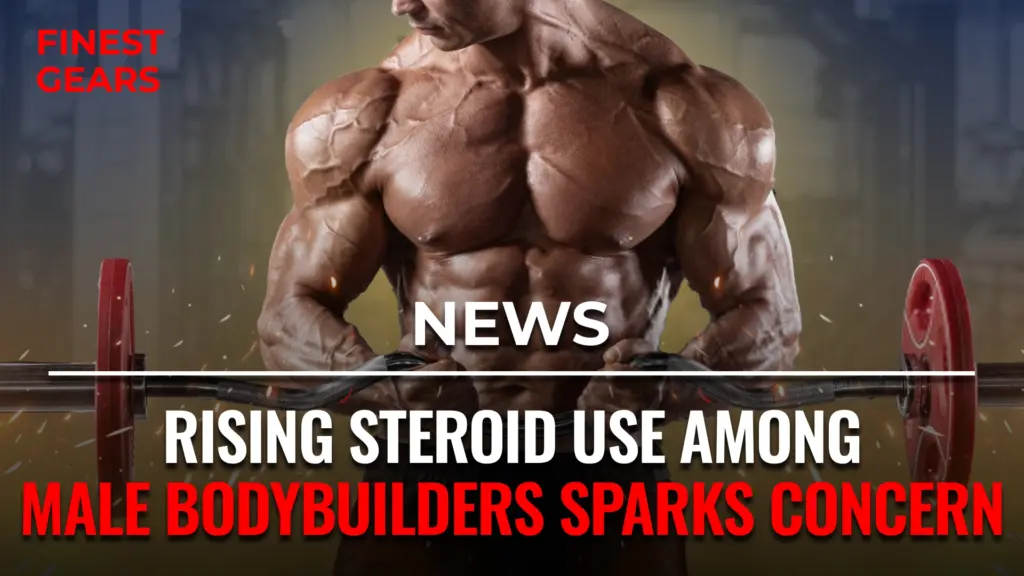 Male bodybuilder posing to show muscular physique amid rising steroid use news